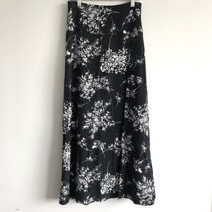 Banana Republic Black Floral High Waist Maxi Skirt